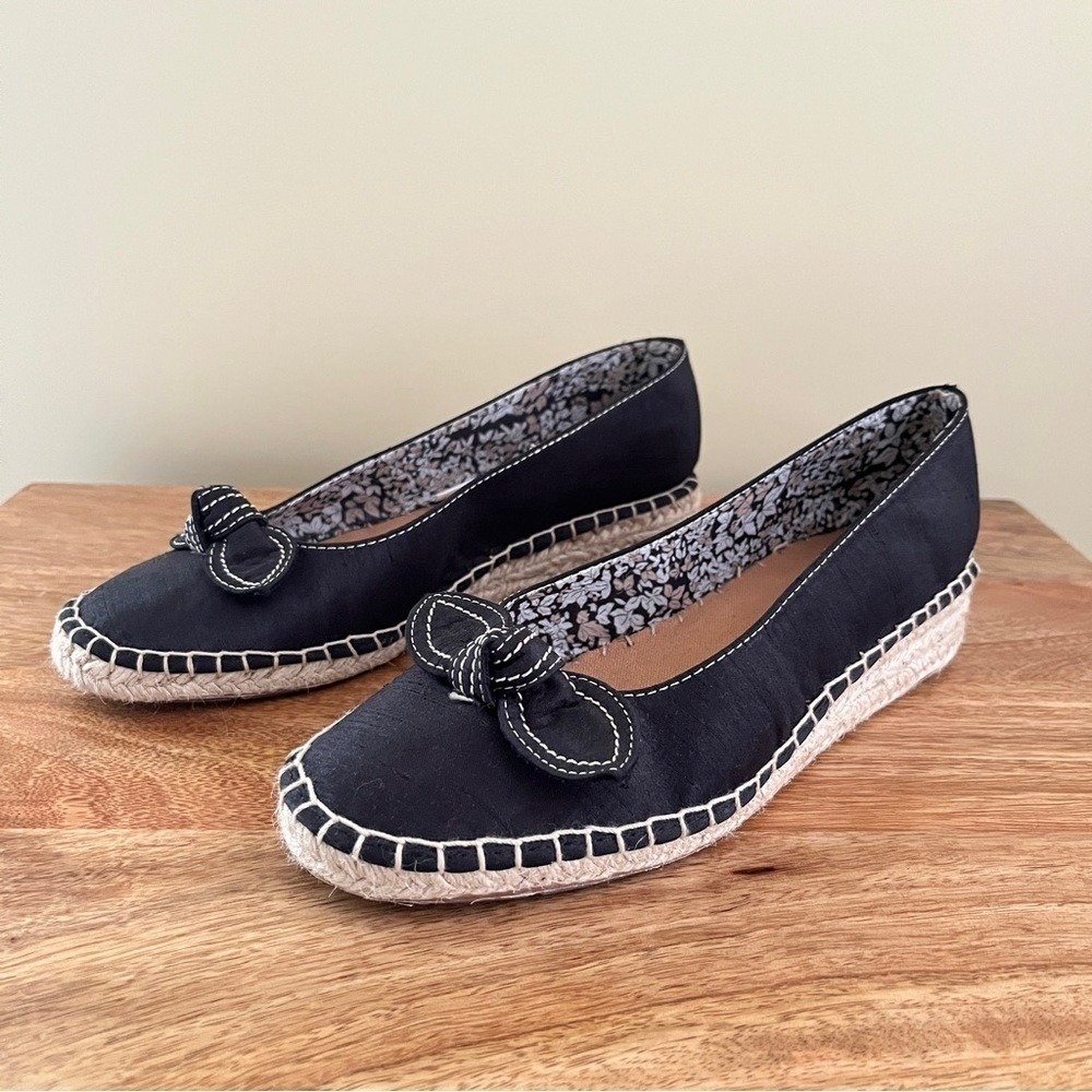 Life Stride Espadrilles Women's 6.5 Black Bow Low Wedge Heel Preppy Summer Shoe - Picture 11 of 12